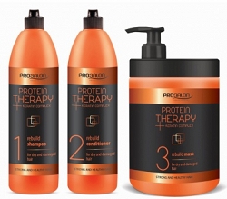 Chantal Prosalon Protein Therapy keratynowy zestaw do pielęgnacji włosów szampon + odżywka + maska 3x1L