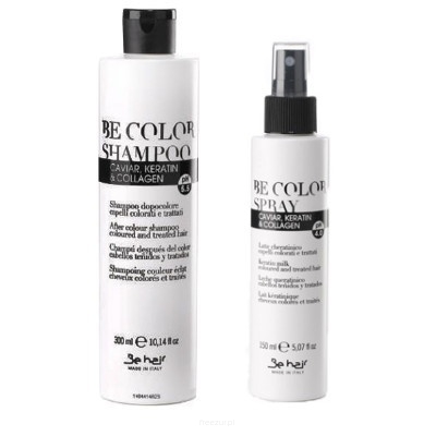 Be hair, Be color, szampon + odżywka, kawior, kolagen, keratyna, zestaw 300 ml +  150 ml